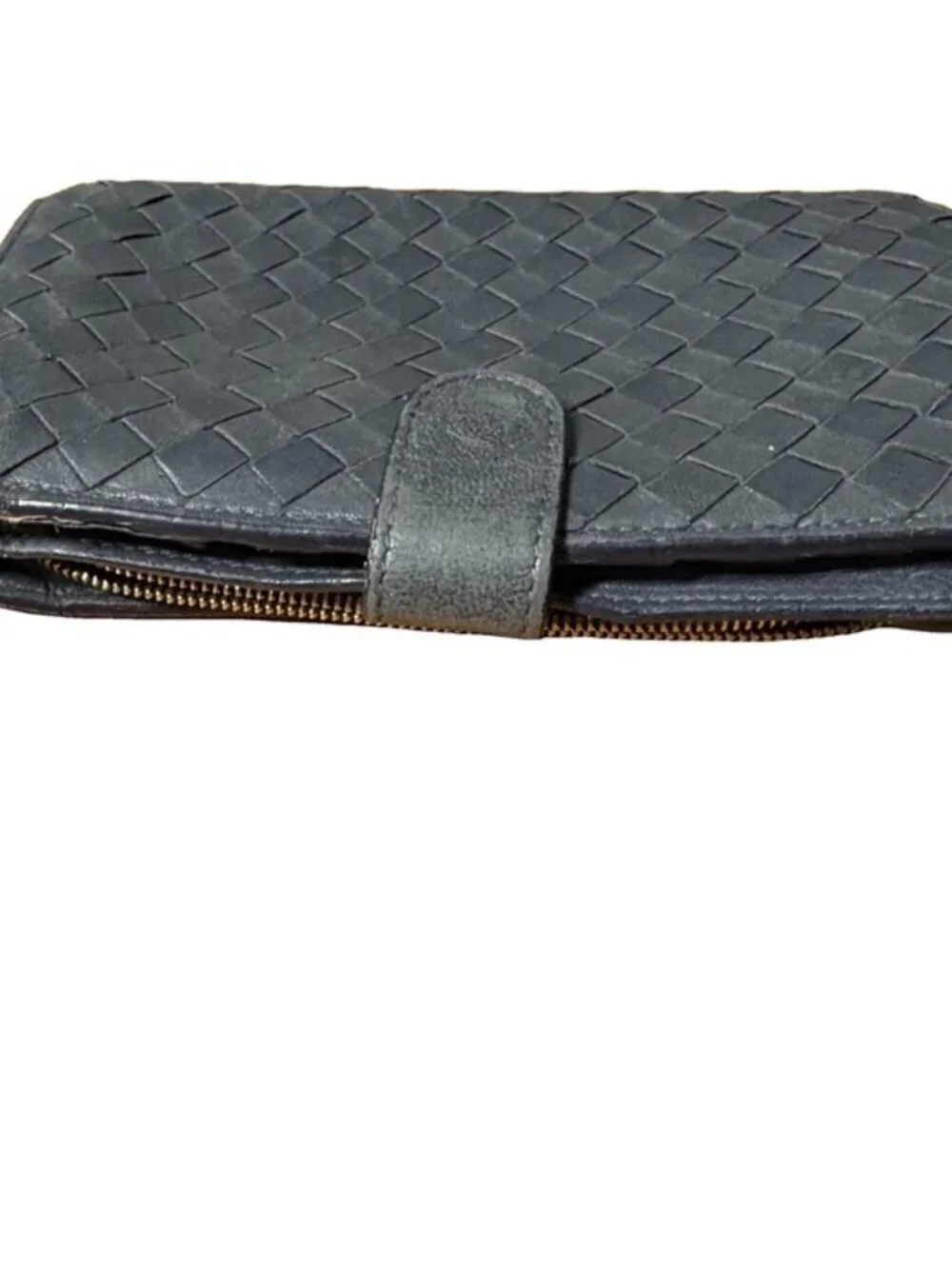 Bottega Veneta Intrecciato Woven Leather French Wallet Soft Blue Classic